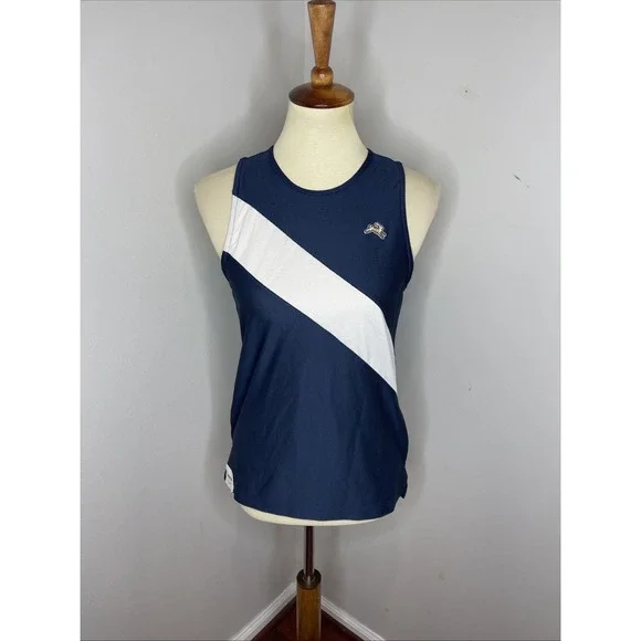 Womens Tracksmith Van Cortlandt Singlet Navy Ivory Tank Medium M - Picture 2 of 10